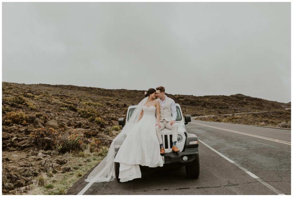 Haleakala Adventurous Elopement Wedding Couple getting married in Maui Hawaii