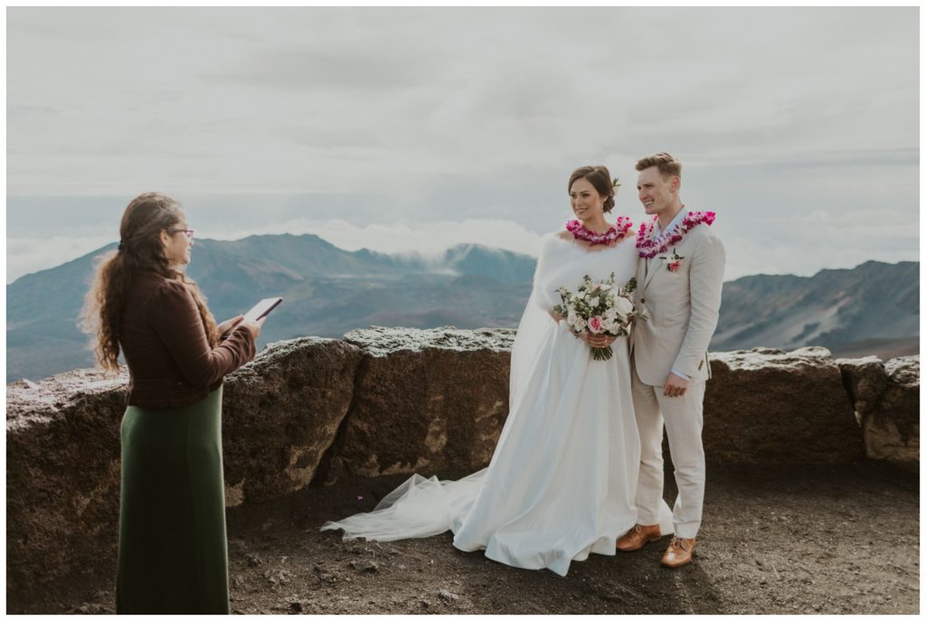 Haleakala Adventurous Elopement Wedding Couple getting married in Maui Hawaii