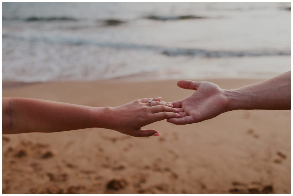 Maui Beach Engagement Photos couples on the sand proposal
