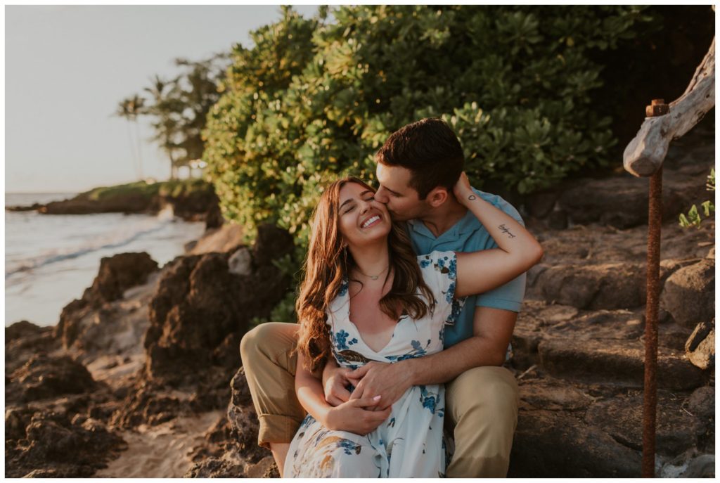 Maui Beach Engagement Photos couples on the sand proposal