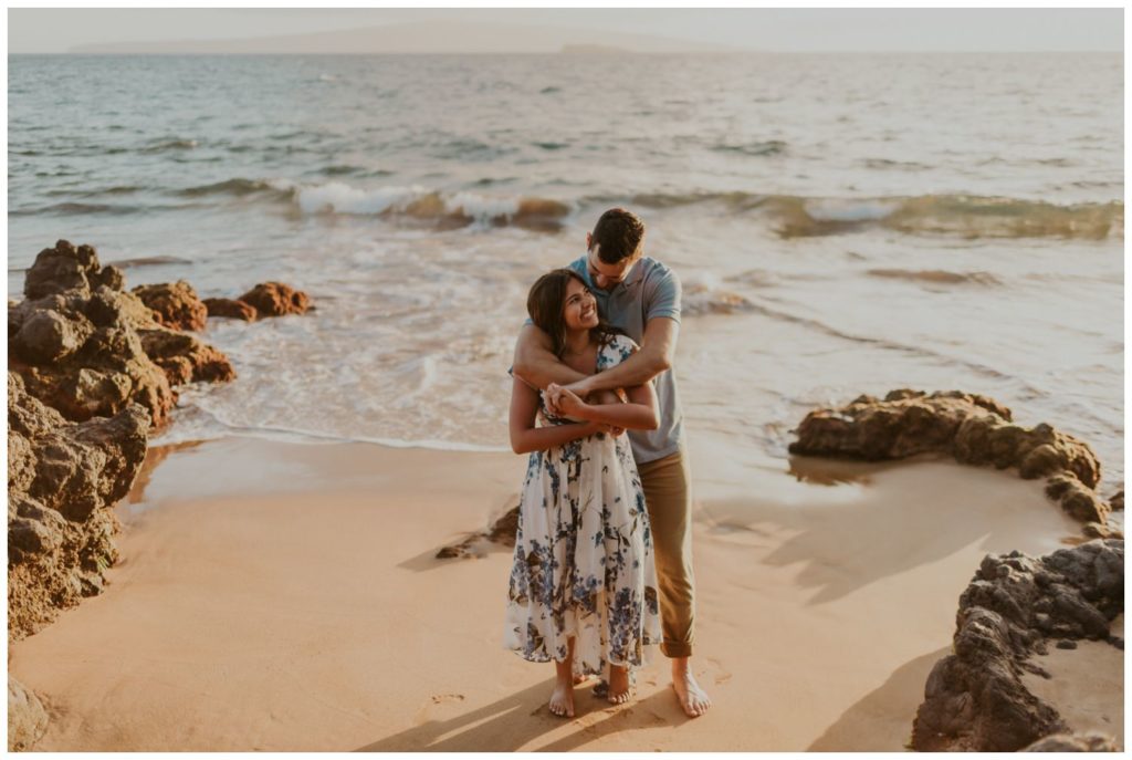 Maui Beach Engagement Photos couples on the sand proposal