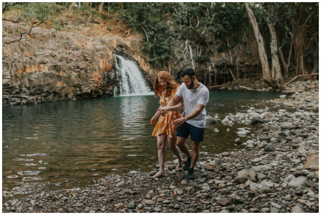 Maui anniversary couples waterfall photos