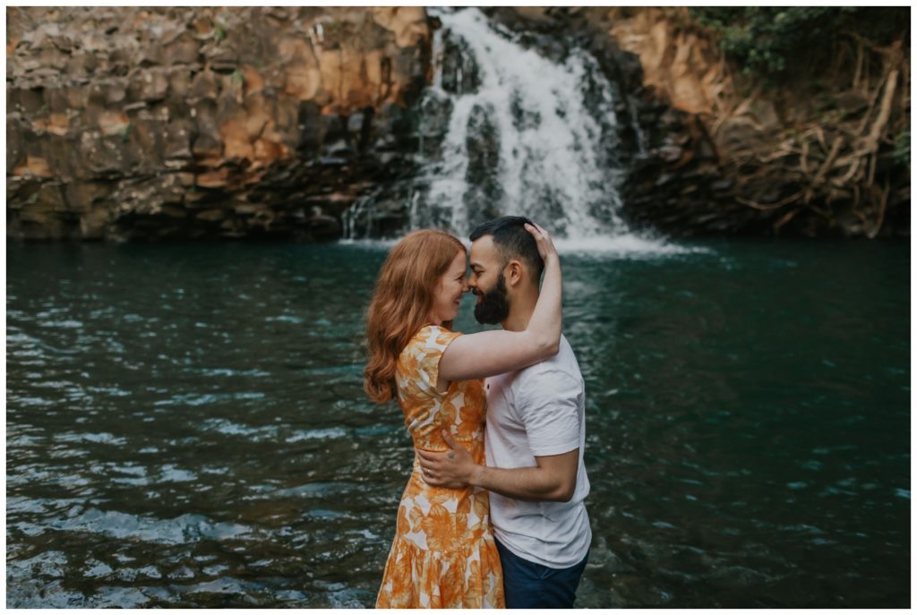 Maui anniversary couples waterfall photos