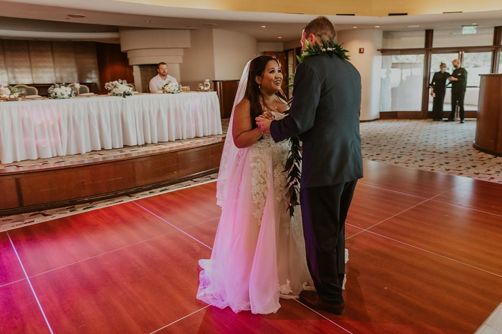 Bride and Groom on dance floor for first dance