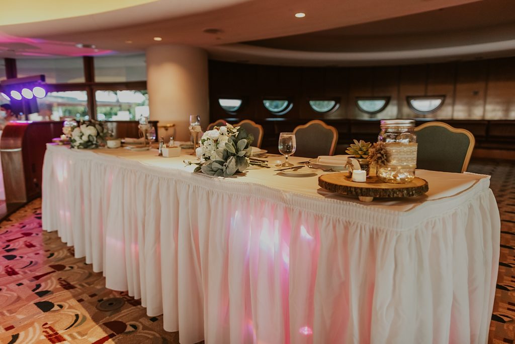 Detail shot of Reception table