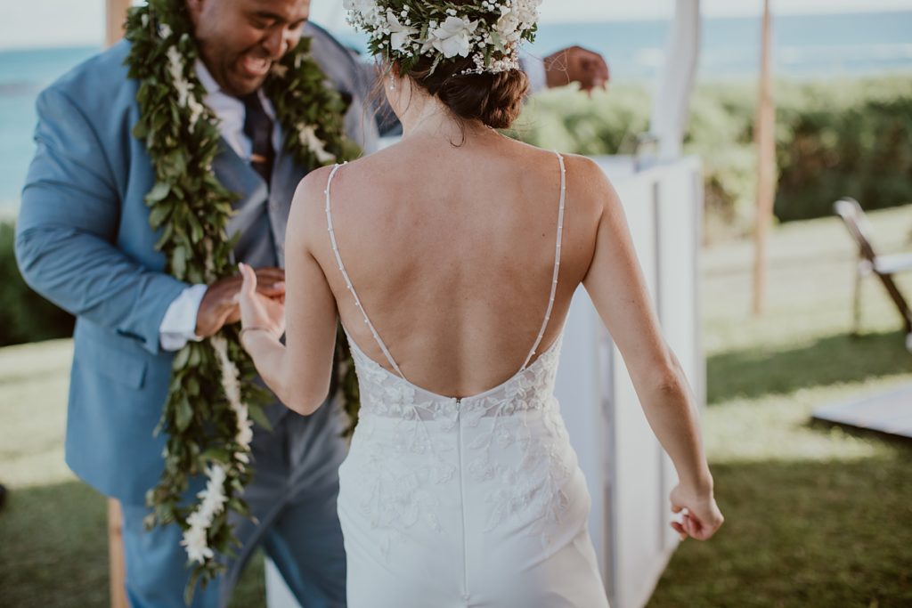 Closeup of Bride and Groom dancing