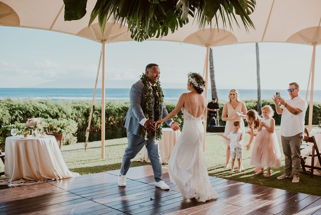 Bride and Groom dancing on the dance floor