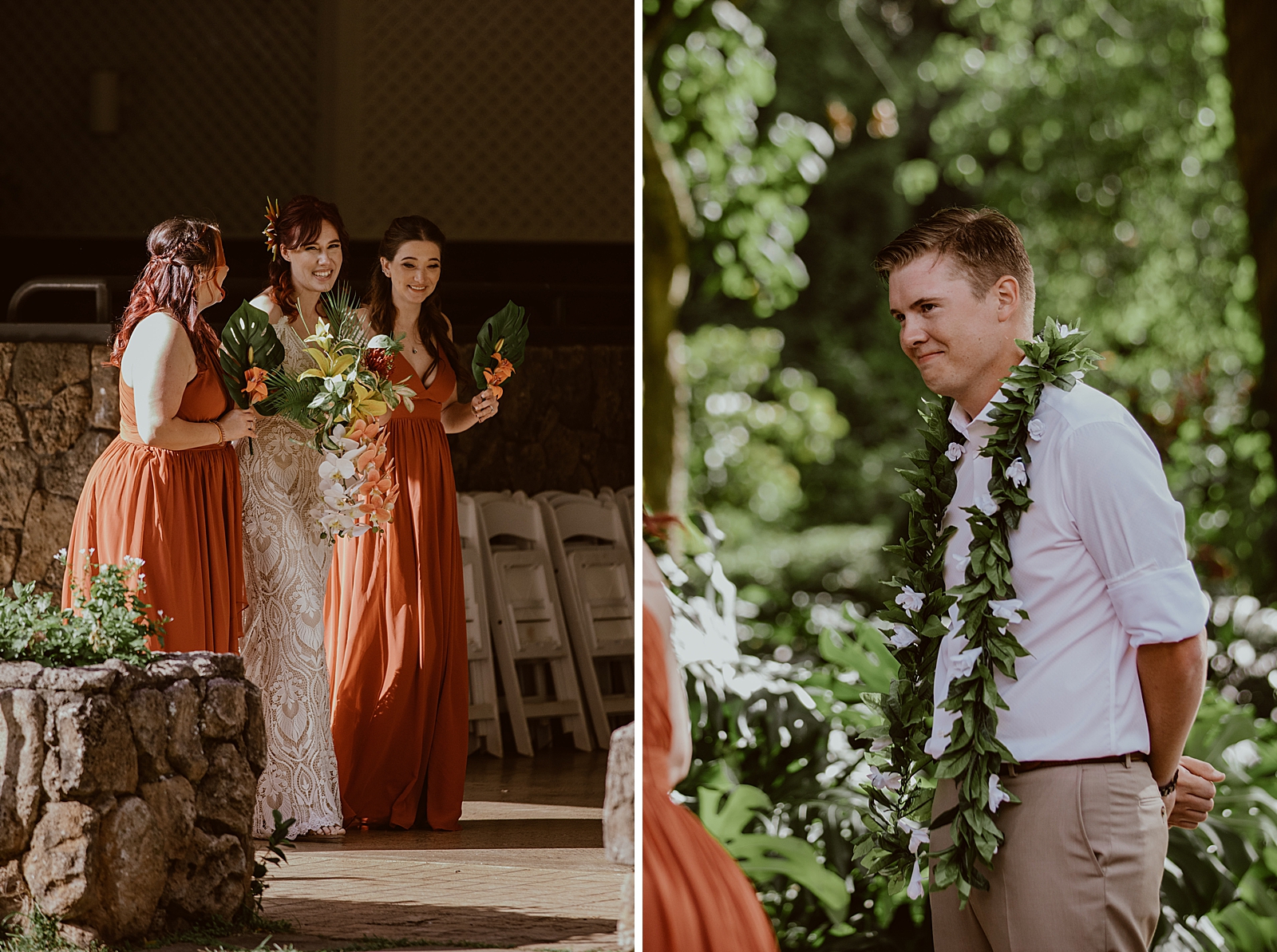 Bride entering Ceremony together with Groom awaiting Bride at the alter