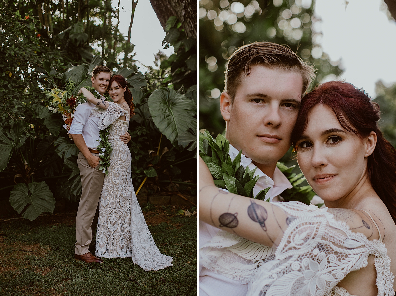 Bride and Groom holding each other looking at the camera